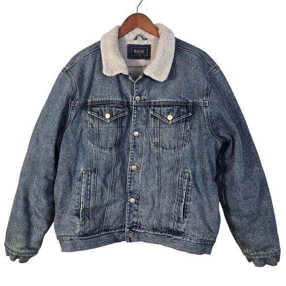 G.H. Bass & Co. Other - GH Bass Denim Trucker Jacket Men's XL Blue Sherpa Lined Classic Outdoors Vintage